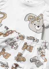 Conjunto Shorts Oso y Conejo Blanco Mayoral detalle