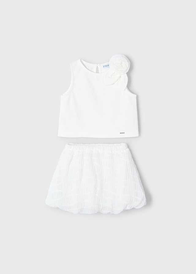 Conjunto Top y Falda Globo Blanco Mayoral