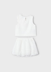 Conjunto Top y Falda Globo Blanco Mayoral diseño