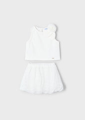Conjunto Top y Falda Globo Blanco Mayoral