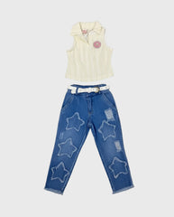 Conjunto Pantalón Estrellas Blusa Surtido blanco