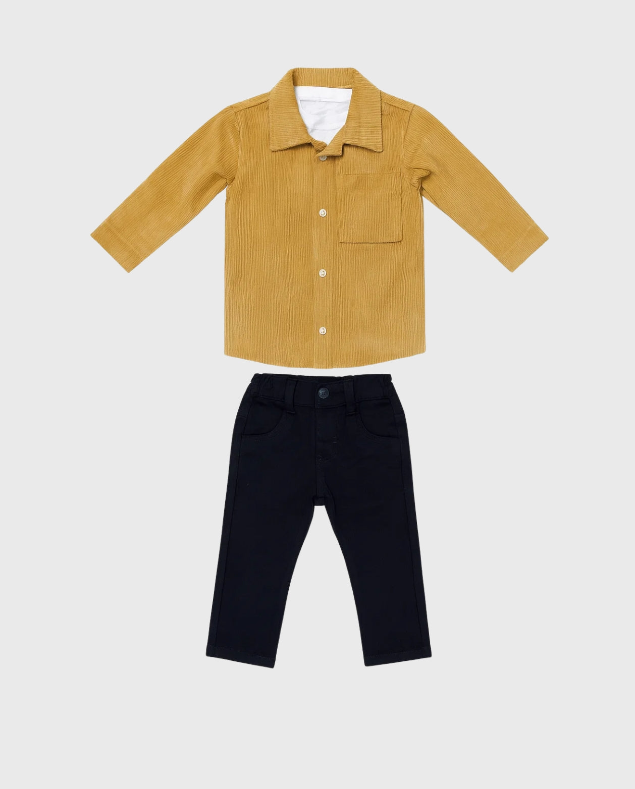 Conjunto 3 Piezas Chaqueta Canalada En Pana oscuro