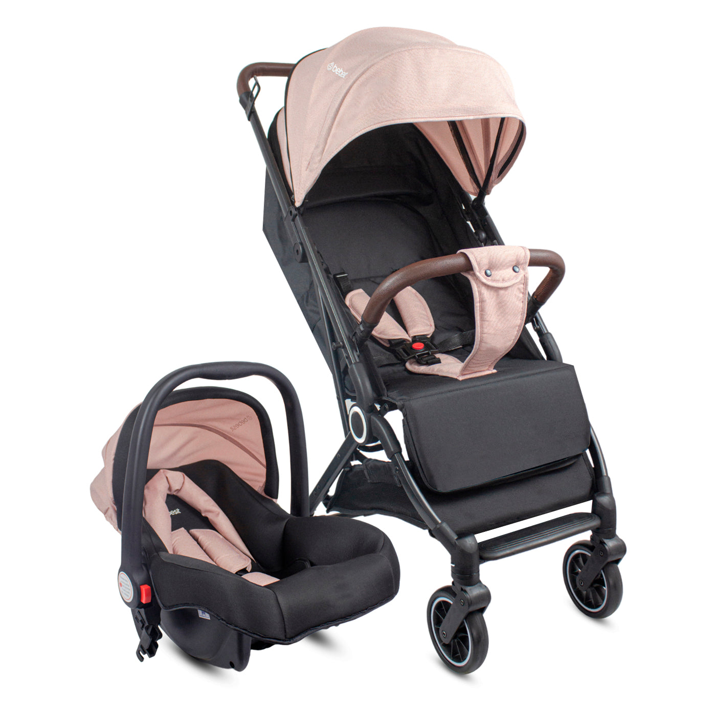 Coche Maleta Con Porta Bebé Micro Rosa Bebesit