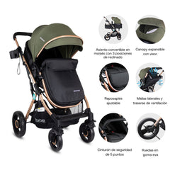 Coche Moises Gold LX Verde Bebesit