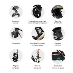 Coche Moises Gold LX Verde Bebesit Uso