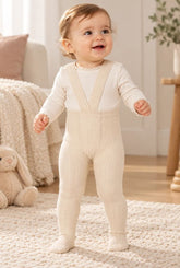 Medias Leotardo Acanaladas Con Tirantes Beige Cóndor modelo