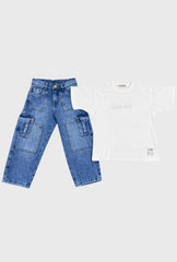 Conjunto Pantalon Cargo Blanco Moda
