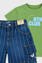 Conjunto Bermuda Denim Verde Detalle
