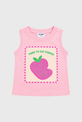 Conjunto 3 Piezas Falda Short Denim Fresa Rosa