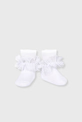 Medias Tobillera Detalle Tull Blanco Condor
