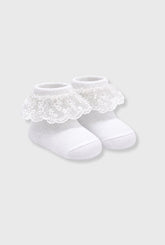 Medias Tul Bordado Blanco Cóndor