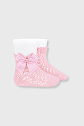 Medias Tobillera Canaladas Lazo Rosa Condor