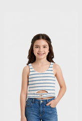 Blusa Crop Top Rayas Azul Modelo