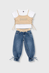 Conjunto Top Denim Color Surtido beige