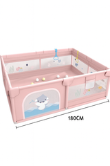 Corral De Juegos Con Pelotas Malla Estampado Rosa