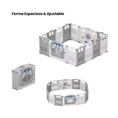 Corral de Juego Paneles Carro Gris Blanco Formas