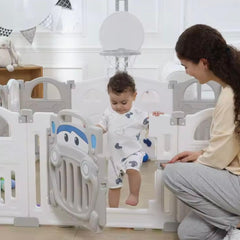 Corral de Juego Paneles Carro Gris Blanco Diseño