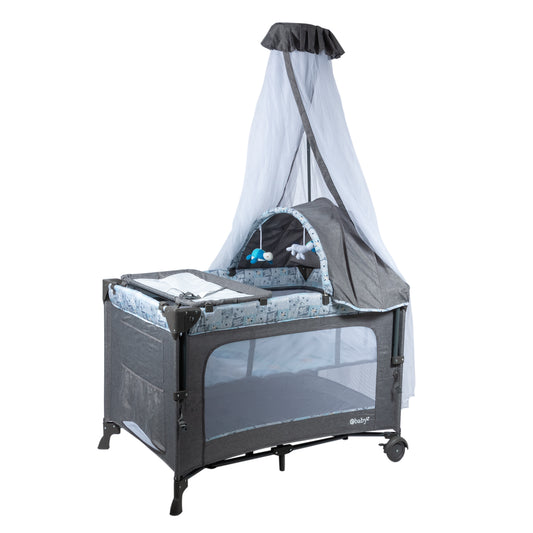 Cuna Corral Colecho Dacora Gris/Azul Ebaby