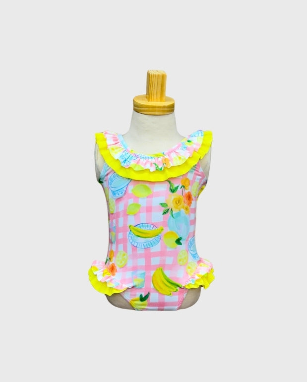 Vestido de Baño Enterizo Cuadros Rosa Deolinda