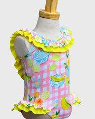 Vestido de Baño Enterizo Cuadros Rosa Deolinda Banana