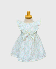 Vestido Moño Estampado Colibrí Floral Deolinda