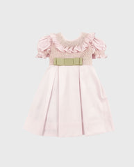 Vestido Cuello Bordado Rosa