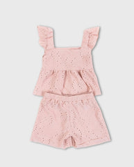 Conjunto Bebé Niña Short Ojalillo Detalle Espalda