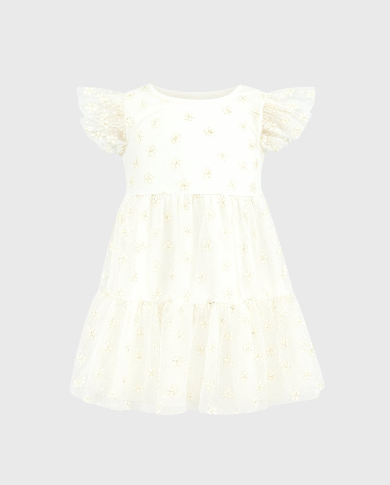 Vestido Con Balaca Tul Margaritas Detalles