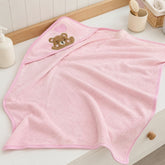 Toalla con Capota Bordado Oso Rosa