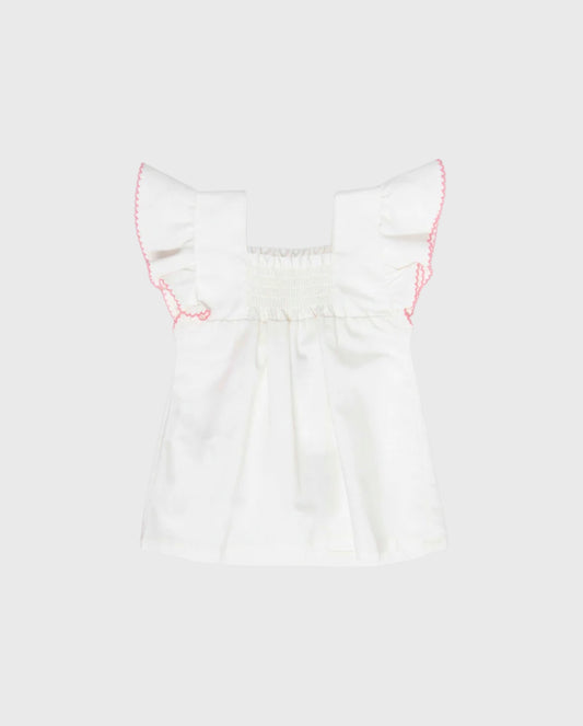 Blusa Pecho Resorte Blanco
