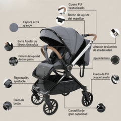 Coche Mango Reversible Nat Gris Kidilo