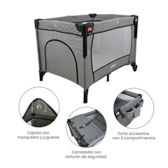 Cuna corral Colecho Pro Max Gris Claro Priori