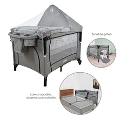 Cuna corral Colecho Pro Max Gris Claro Priori