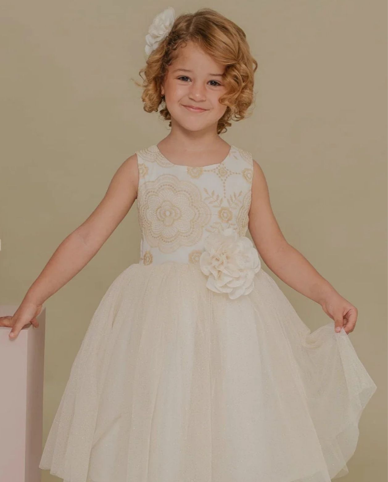 Vestido Bordado Clasico Beige Lilo