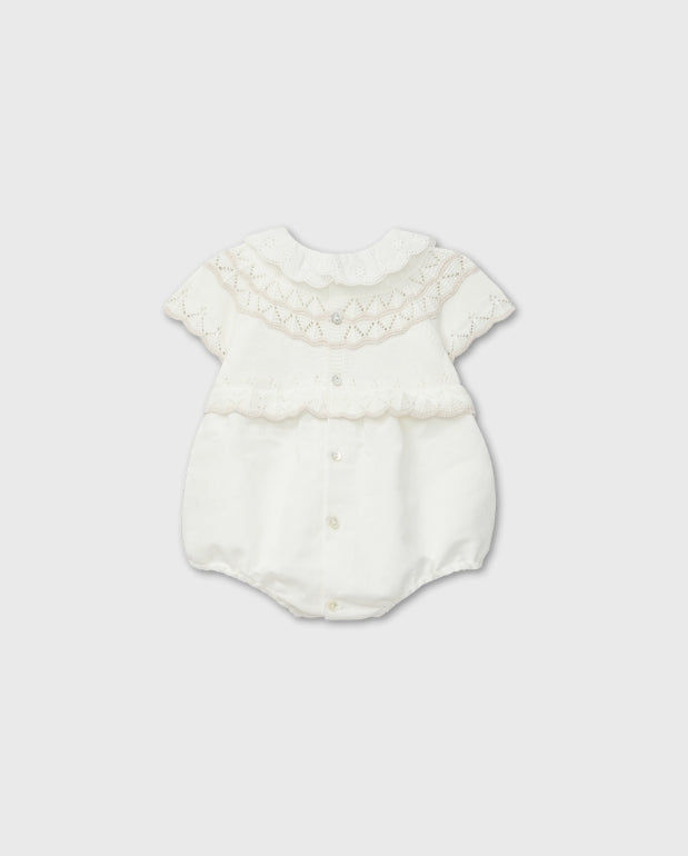 Pelele Combinado Tricot Blanco Dr.kid detalle