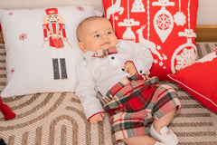 Conjunto Bermuda con Corbatín Cuadros Rojo Abel & Lula