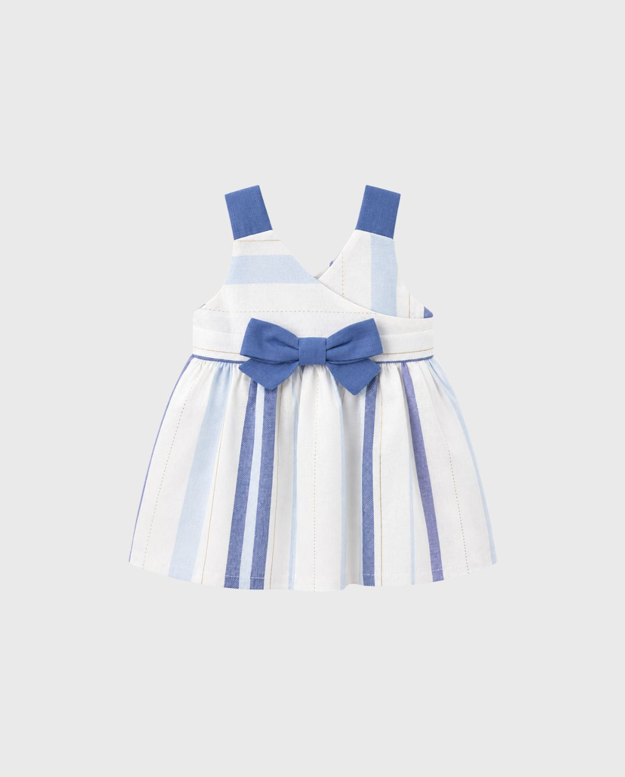 Vestido Combinado Moño Azul