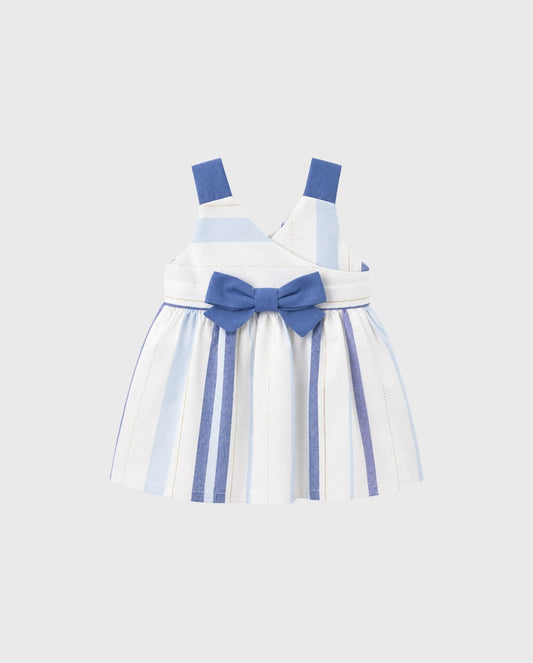 Vestido Combinado Moño Azul