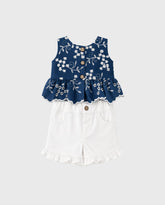 Conjunto Short Ojalillo Flores Denim