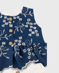 Conjunto Short Ojalillo Flores Denim estilo