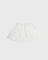 Falda Tul Pliegues Brillos Blanco