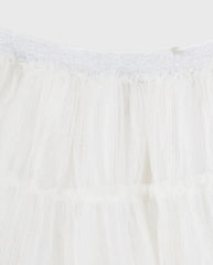 Falda Tul Pliegues Brillos Blanco detalle