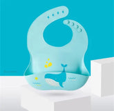Babero En Silicona Estampado Animales Ballena