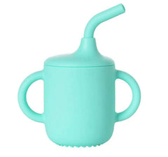 Vaso Pitillo Con Asas En Silicona Aguamarina