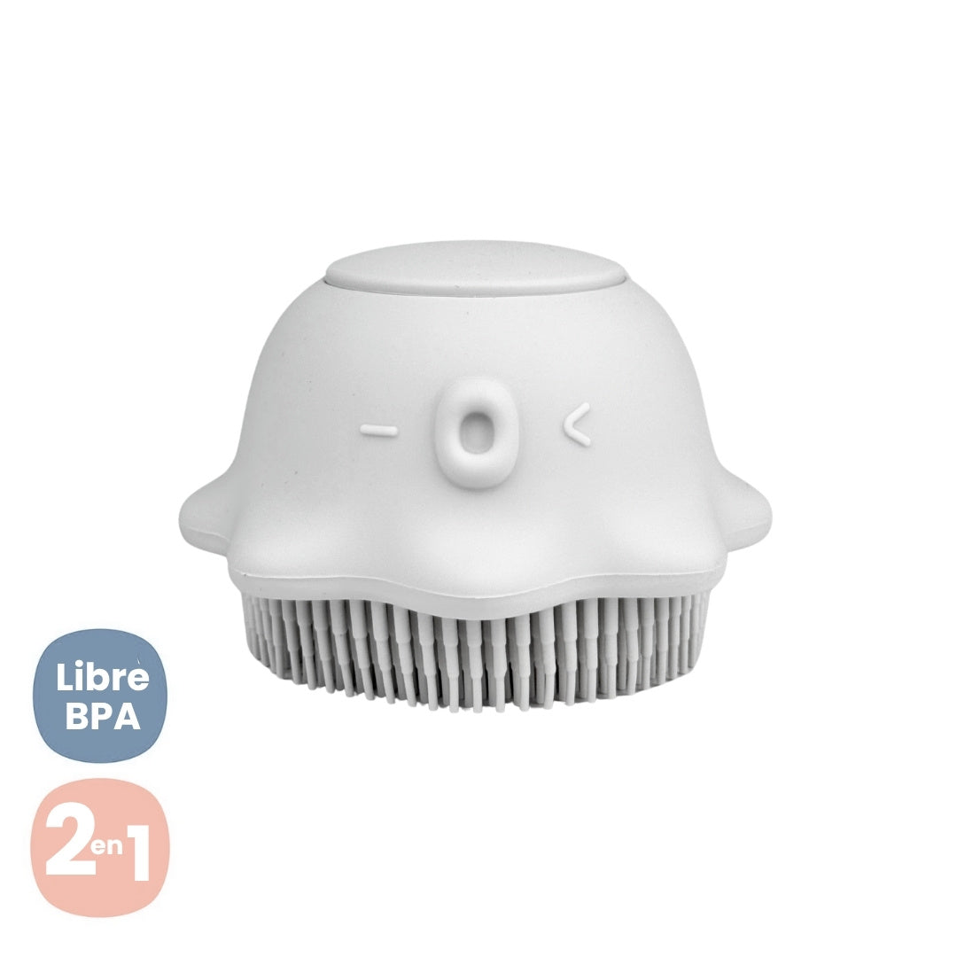 Cepillo Dispensador de Shampo Pulpo Genial Blanco