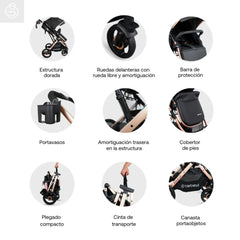 Coche Moises Gold LX Negro Bebesit Detalles