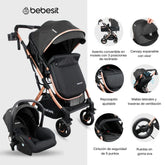 Coche Moisés Con Porta Bebé Gold LX Negro Bebesit