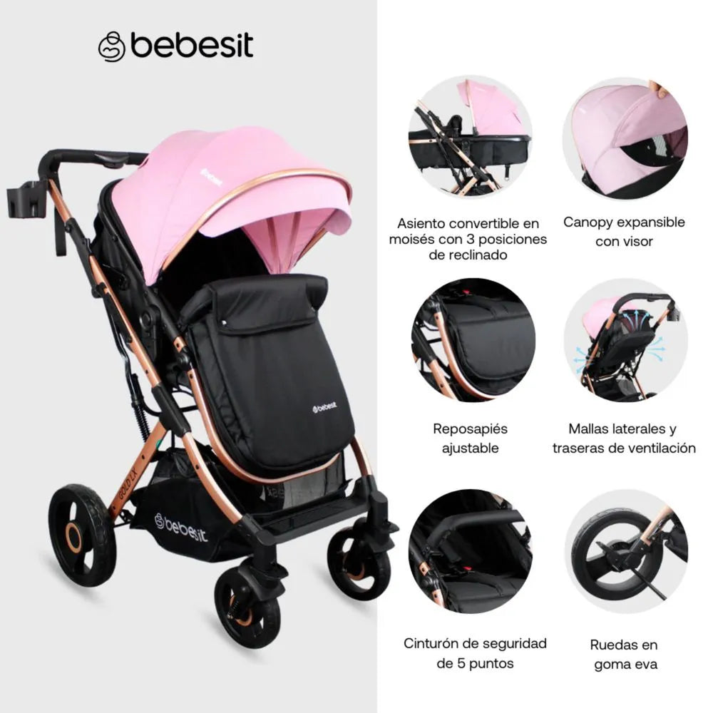 Coche Moises Gold LX Rosa Bebesit