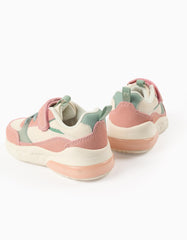 Tenis Velcro Combinado Rosa Verde Con Luces Zippy