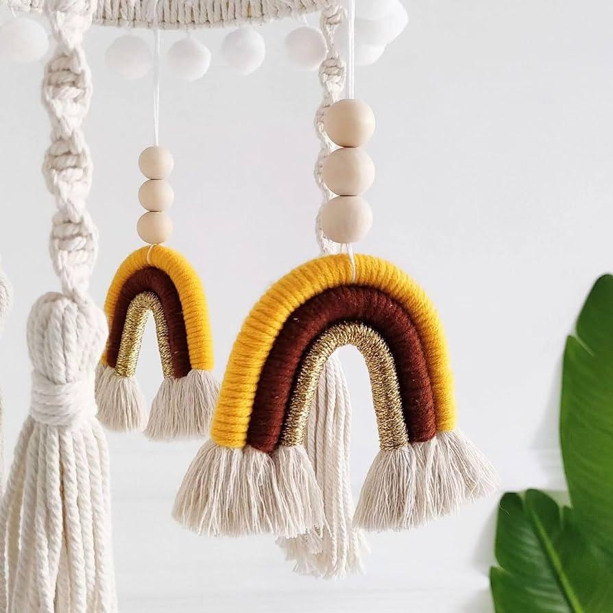Móvil Decorativo Tejido Arcoíris Fieltro